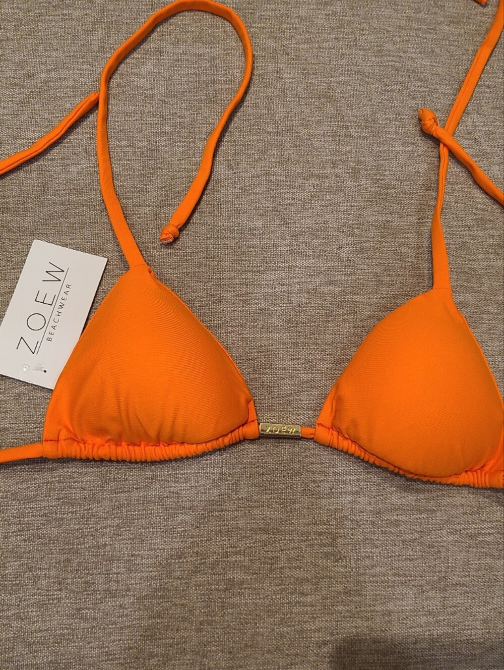 Zoew Orange Triangle Bikini Top